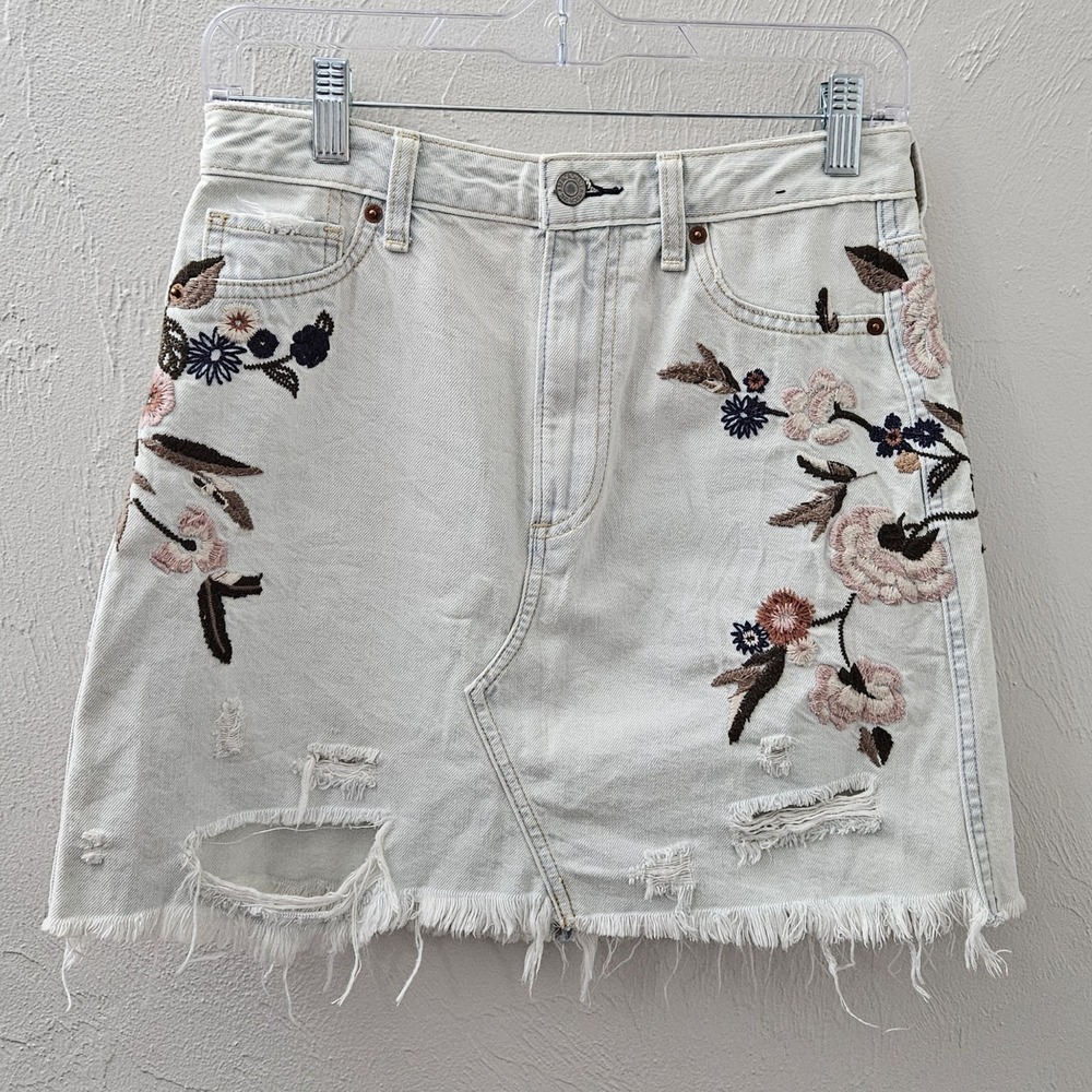 Abercrombie & Fitch Zoe Natural Rise Vintage A-Line Skirt Embroidered Size 26 2R
